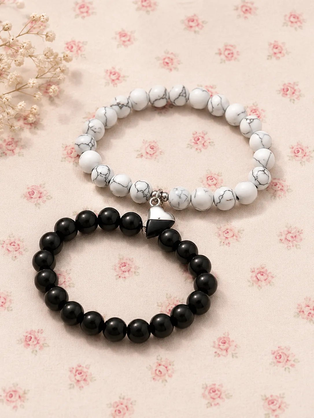 Magnetic Heart Beaded Couple Bracelets